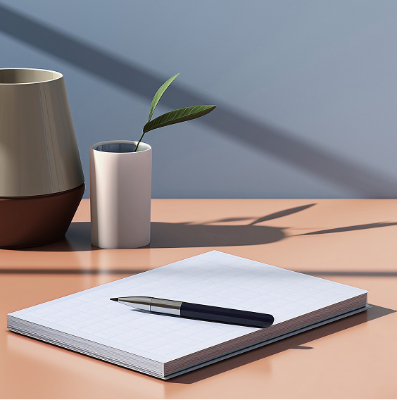 Pen And Paper Pad Sitting On Desk