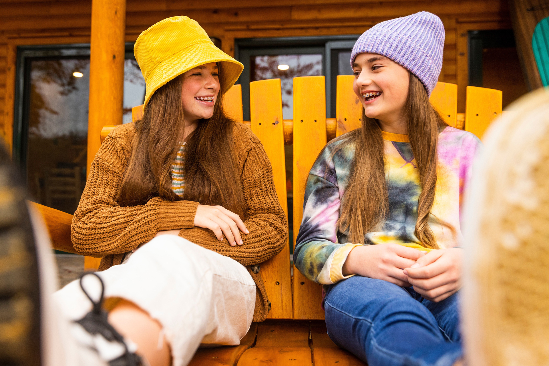 Two Smiling Girls Wearing Braces